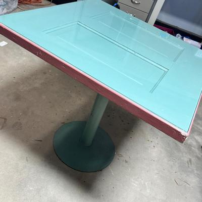 Lot 292 green table made from a door