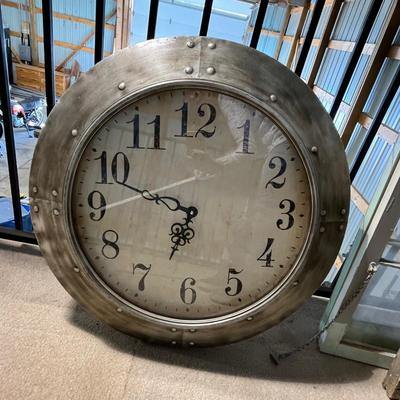Lot 321 large wall clock - nickel? finish