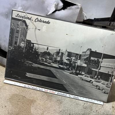 Lot 324 6 Old black and white Loveland photos and No Rezone / Save the Feed and Grain yard sign