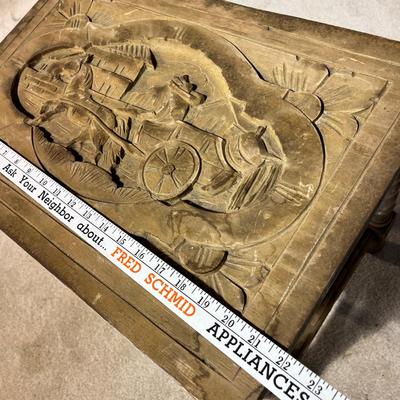 Lot 325 small carved wooden table