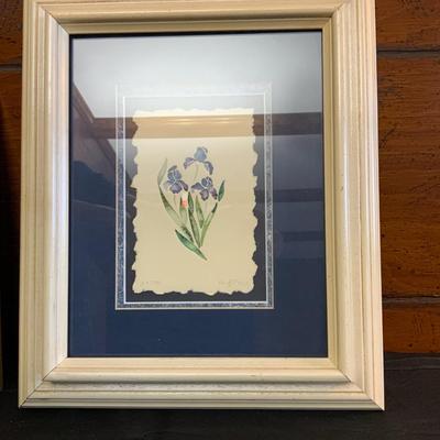 Lot of 2 professionally framed Flower themed Art.