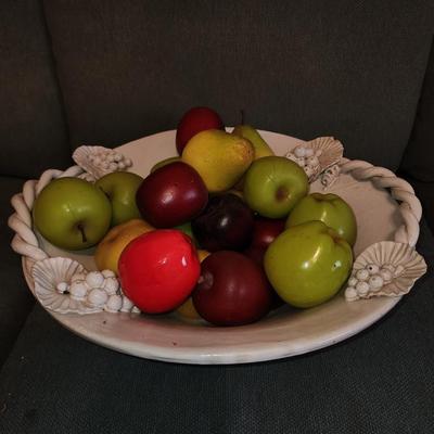 Ceramic bowl with faux apples.