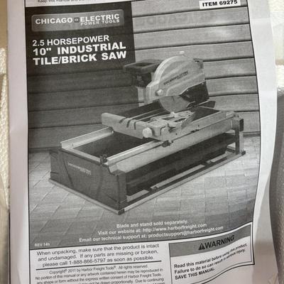 Chicago Electric 10” Industrial Tile/Brick Saw (SF-ES)