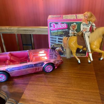 Vintage Lot of Barbie and her horse Dallas and Barbie Car 1984