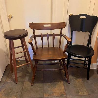 Two Wooden Chairs & Stool (BD-MG)