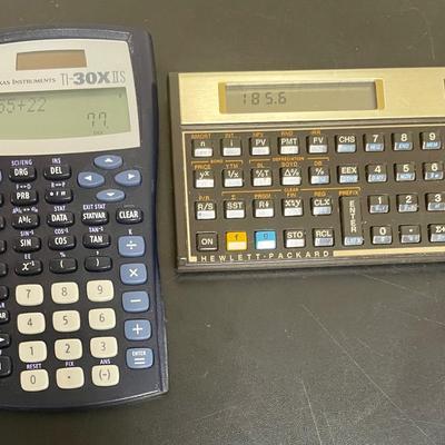 Texas Instrument Scientific Calculator TI-30X IIS and HewlettPackard "real estate" calculator P 12C