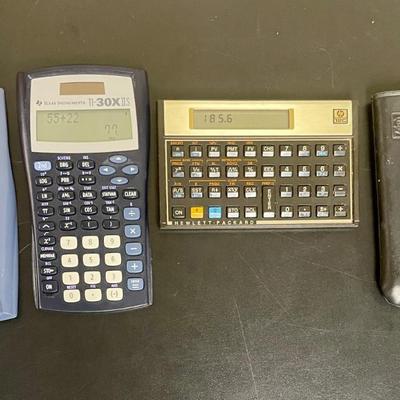 Texas Instrument Scientific Calculator TI-30X IIS and HewlettPackard "real estate" calculator P 12C