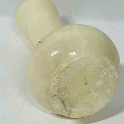 Vintage Onyx Marble Stone Bud Vase 6.5” Delicate Blue Flower Design