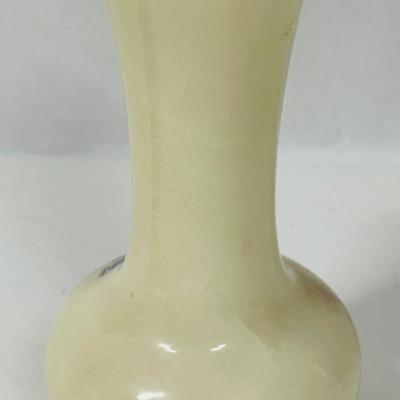 Vintage Onyx Marble Stone Bud Vase 6.5” Delicate Blue Flower Design