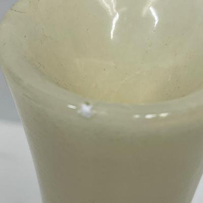 Vintage Onyx Marble Stone Bud Vase 6.5” Delicate Blue Flower Design