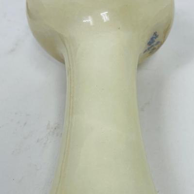 Vintage Onyx Marble Stone Bud Vase 6.5” Delicate Blue Flower Design