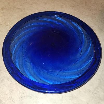 Blue glass bowl and plate.