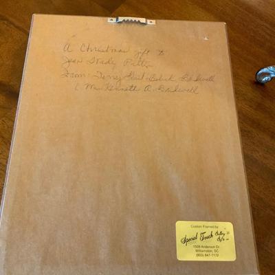 Lot of Framed Garden Print and easel