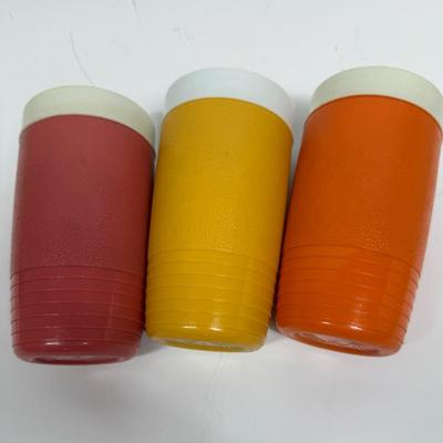 Retro Sunfrost Therm-o-ware Tumblers Beverage Vintage Plastic Glasses Cups 3 pc lot