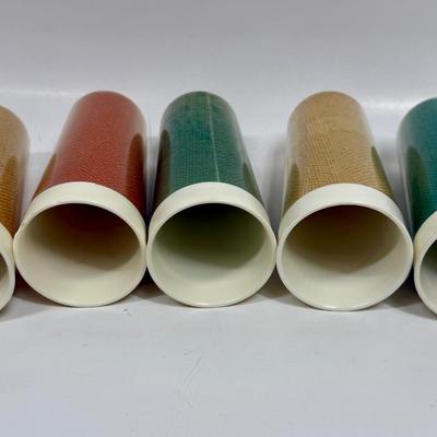 Vintage Raffla Ware Tumblers Burlap Melamine Insulated Cups Plastic Glasses