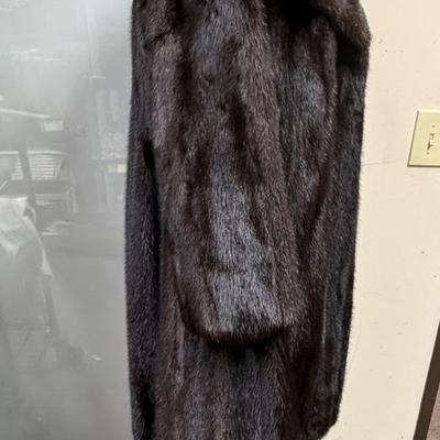 Vintage Brown Mink Fur Coat mid length 1950's Wide Collar