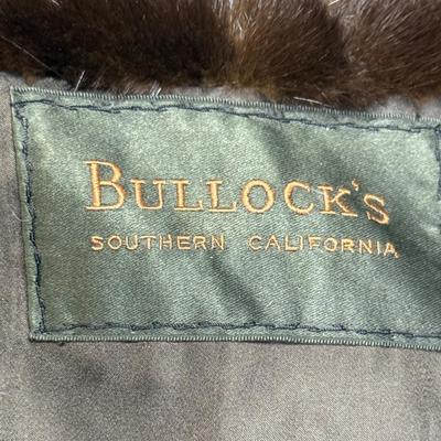 Vintage Brown Mink Fur Coat mid length 1950's Wide Collar