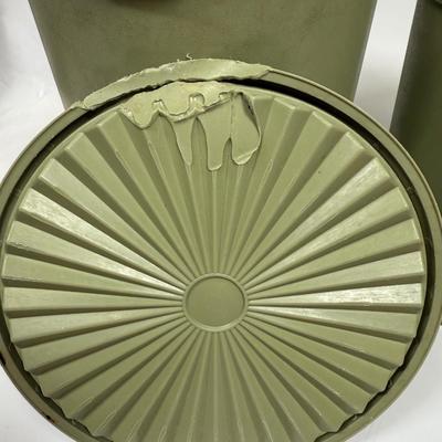 Vintage Tupperware Avocado Green Atomic Burst Nesting Canisters Set of 2
