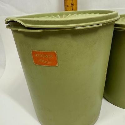 Vintage Tupperware Avocado Green Atomic Burst Nesting Canisters Set of 2