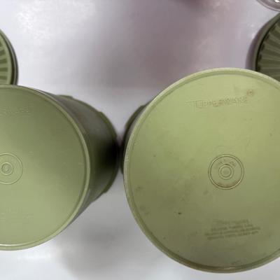 Vintage Tupperware Avocado Green Atomic Burst Nesting Canisters Set of 2