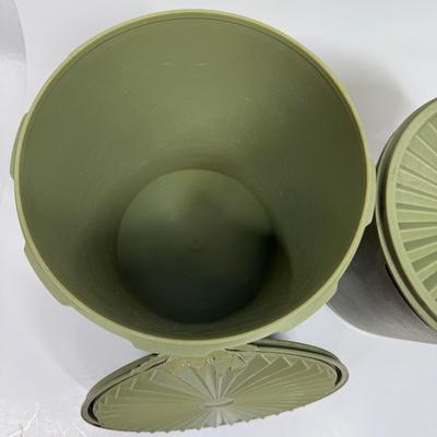 Vintage Tupperware Avocado Green Atomic Burst Nesting Canisters Set of 2