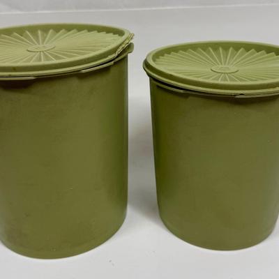 Vintage Tupperware Avocado Green Atomic Burst Nesting Canisters Set of 2