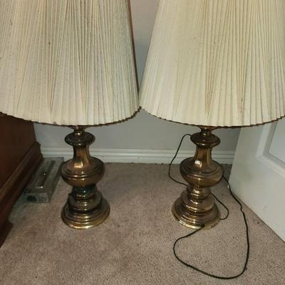 Pair of heavy brass lamps