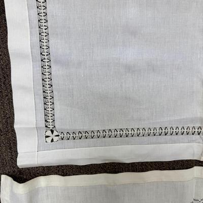2 square vintage linen tablecloths