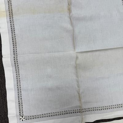 2 square vintage linen tablecloths