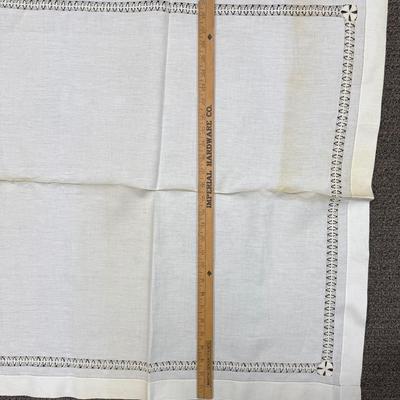 2 square vintage linen tablecloths