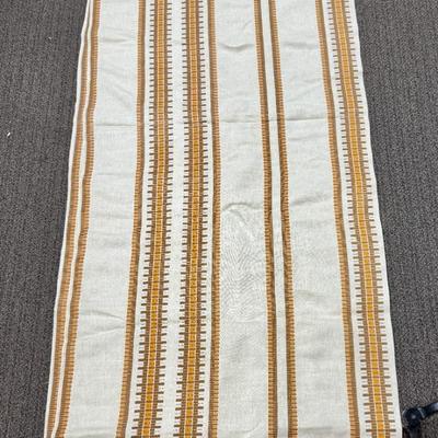 Vintage 60's-70's Woven Cotton Bedspread stripe pattern 116" x 158" full size