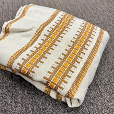 Vintage 60's-70's Woven Cotton Bedspread stripe pattern 116" x 158" full size