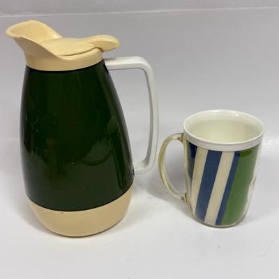 West Bend Termo-Serv Coffee Carafe & cup mug - vintage plastic