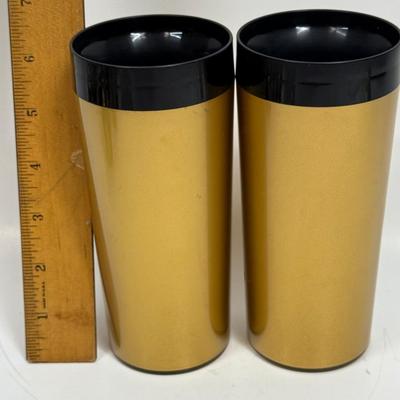 Vintage Gold & Black Thero-Serv Insulated tumblers made by West Bend
