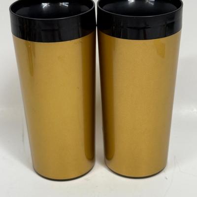 Vintage Gold & Black Thero-Serv Insulated tumblers made by West Bend