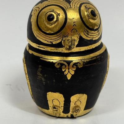 Black & Gold Owl Trinket Box