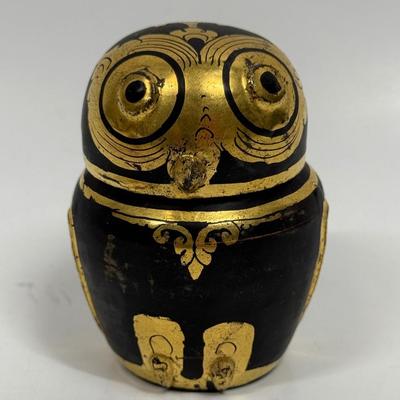 Black & Gold Owl Trinket Box