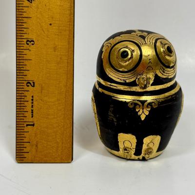 Black & Gold Owl Trinket Box