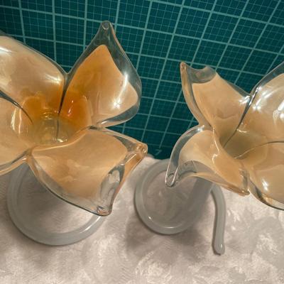 2 Murano style glass flowers