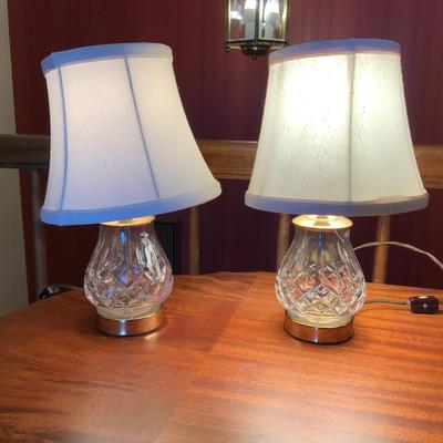 Lot of Vintage Waterford Crystal and Gold toned table lamps with shades