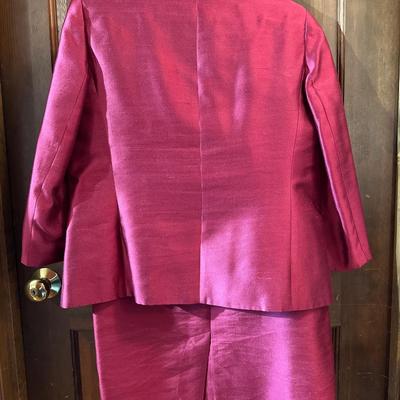 Two Vintage Talbots Red & Pink Skirt Suits Petite