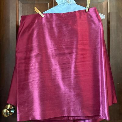 Two Vintage Talbots Red & Pink Skirt Suits Petite