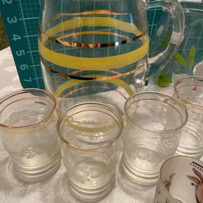 Vintage pitchers, shot glasses and mugs