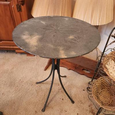 Metal outdoor table.