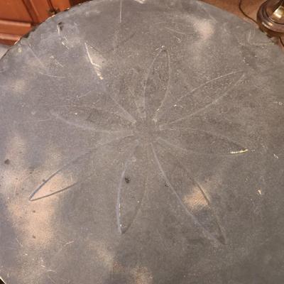 Metal outdoor table.