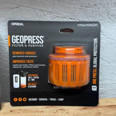 Grayl Geopress Filter and Purifiers and Sawyer Mini Water Filtration Systems (SB-DZ)