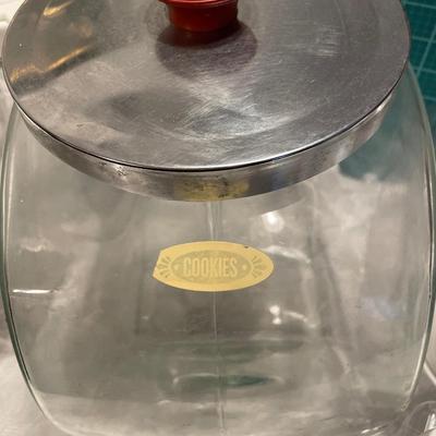 Glass Cookie jar & plastic canisters