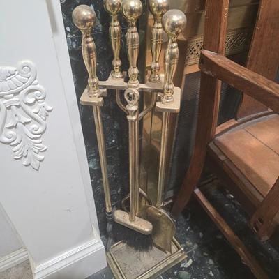 Brass fireplace set