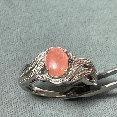 Sterling Silver Rose Quartz ring 7