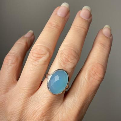 Blue Chalcedony Sterling Ring 9